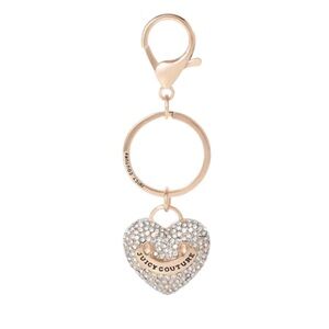 Juicy Couture NWT Pave Heart Keychain – Sparkling Gold-Tone Charm